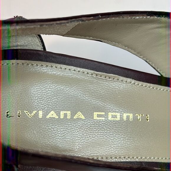 Liviana Conti Burgundy Leather Platform Heel Shoes Size 38 - Picture 16 of 16